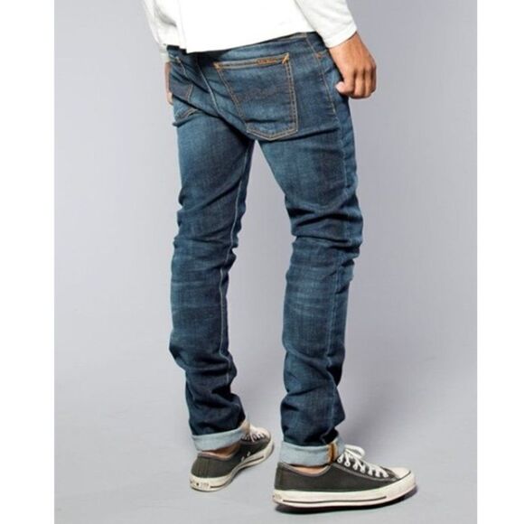 NUDIE Jeans Tube Tom Organic Aged Ink Blue Women’s Tag Size 26x34 - Picture 2 of 14